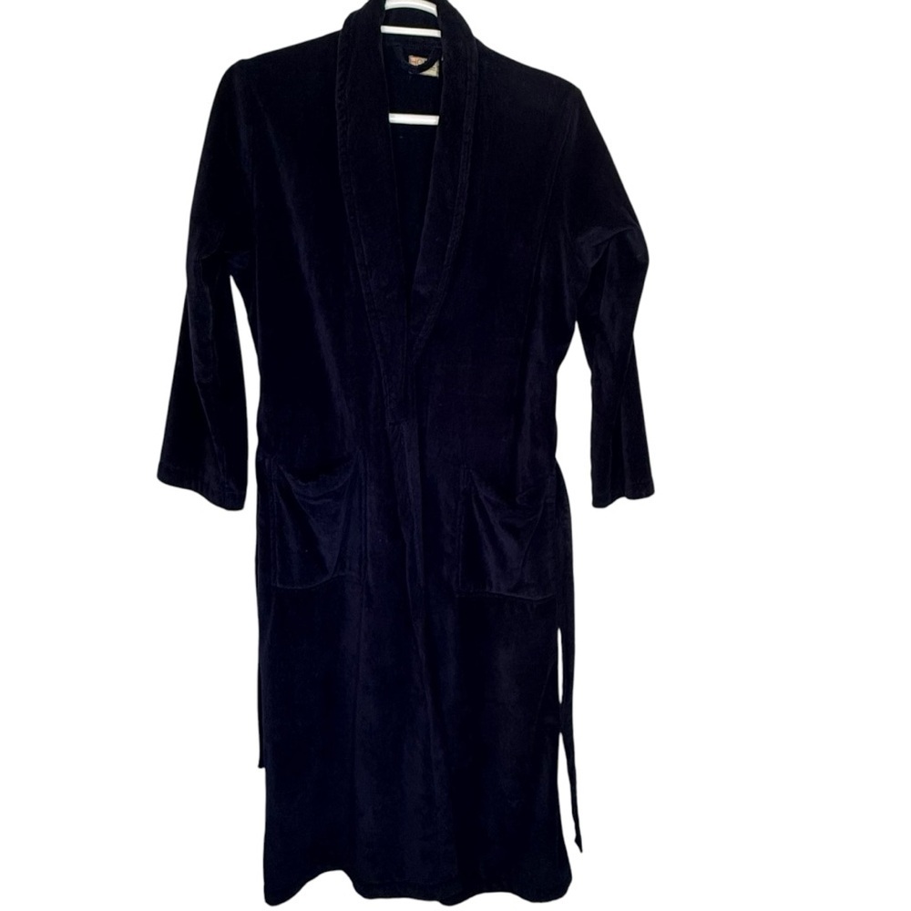 Home by Cher Wellhouse Navy Blue Long Sleeve Bathrobe Men’s Size XL Terry Cloth